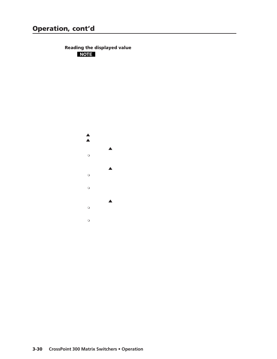 Reading the displayed value, Operation, cont’d | Extron Electronics CrossPoint 300 Series User Manual | Page 54 / 104