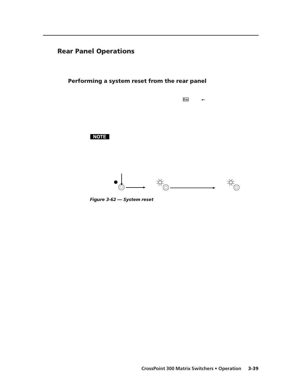 Rear panel operations, Performing a system reset from the rear panel | Extron Electronics CrossPoint 300 Series User Manual | Page 63 / 104