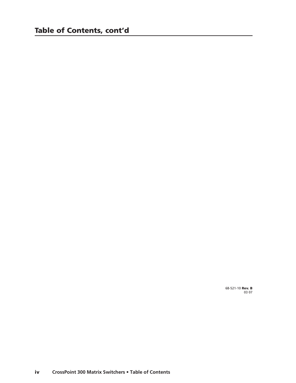 Table of contents, cont’d | Extron Electronics CrossPoint 300 Series User Manual | Page 8 / 104