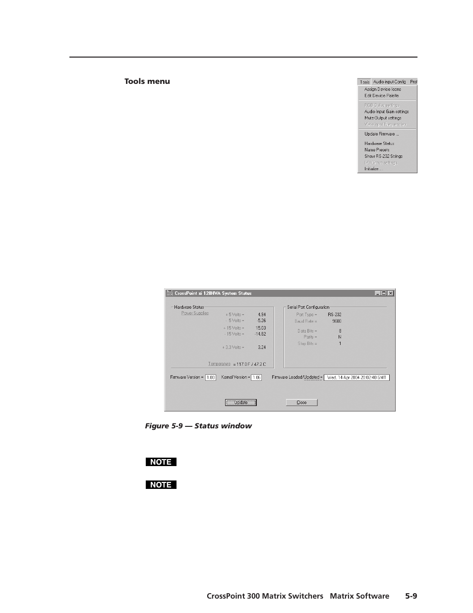 Tools menu | Extron Electronics CrossPoint 300 Series User Manual | Page 91 / 104