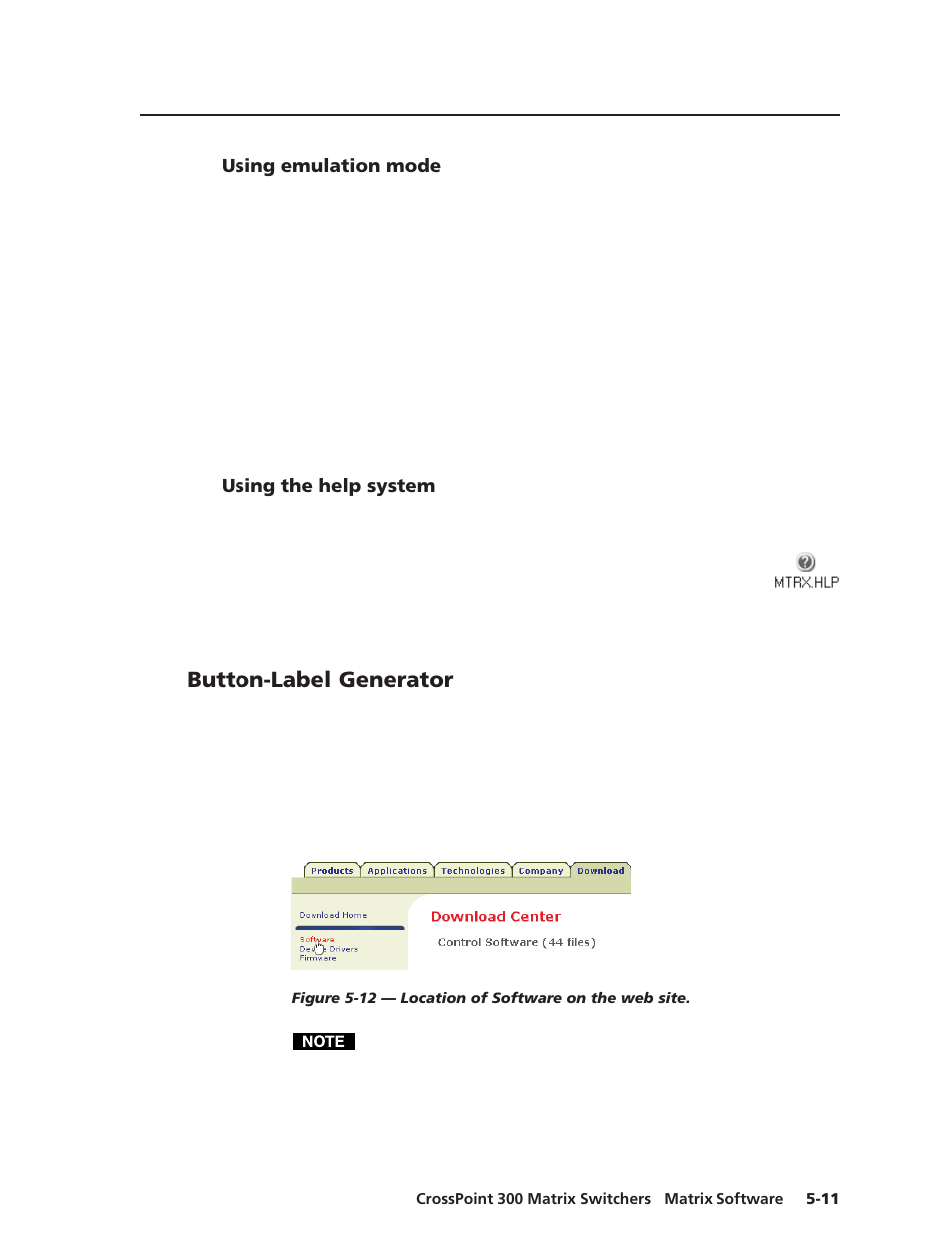 Using emulation mode, Using the help system, Button-label generator | Button label generator | Extron Electronics CrossPoint 300 Series User Manual | Page 93 / 104