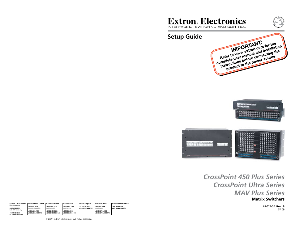 Extron Electronics MAV Plus Series Setup Guide User Manual | 22 pages
