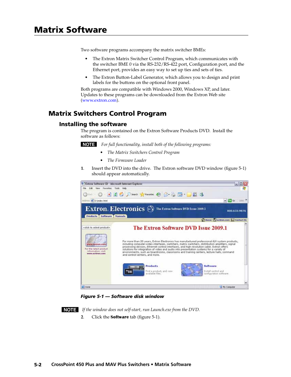 Matrix switchers control program, Installing the software, Installing.the.software -2 | Matrix software | Extron Electronics MAV Plus series Large Scale User Guide User Manual | Page 114 / 186