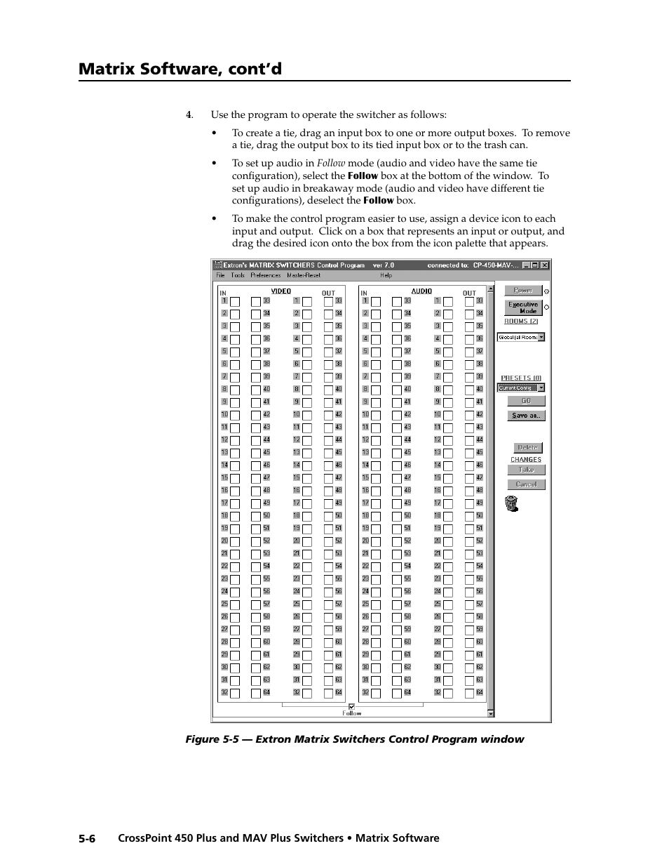 Matrix software, Ogram window (figure 5-5, Step 4 | Matrix software, cont’d | Extron Electronics MAV Plus series Large Scale User Guide User Manual | Page 118 / 186