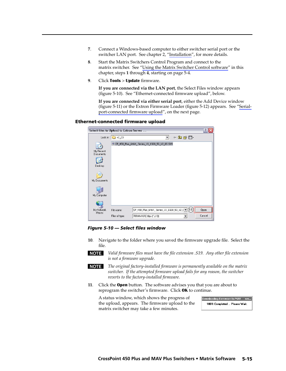 Ethernet-connected firmware upload, Ethernet-connected.firmware.upload -15 | Extron Electronics MAV Plus series Large Scale User Guide User Manual | Page 127 / 186