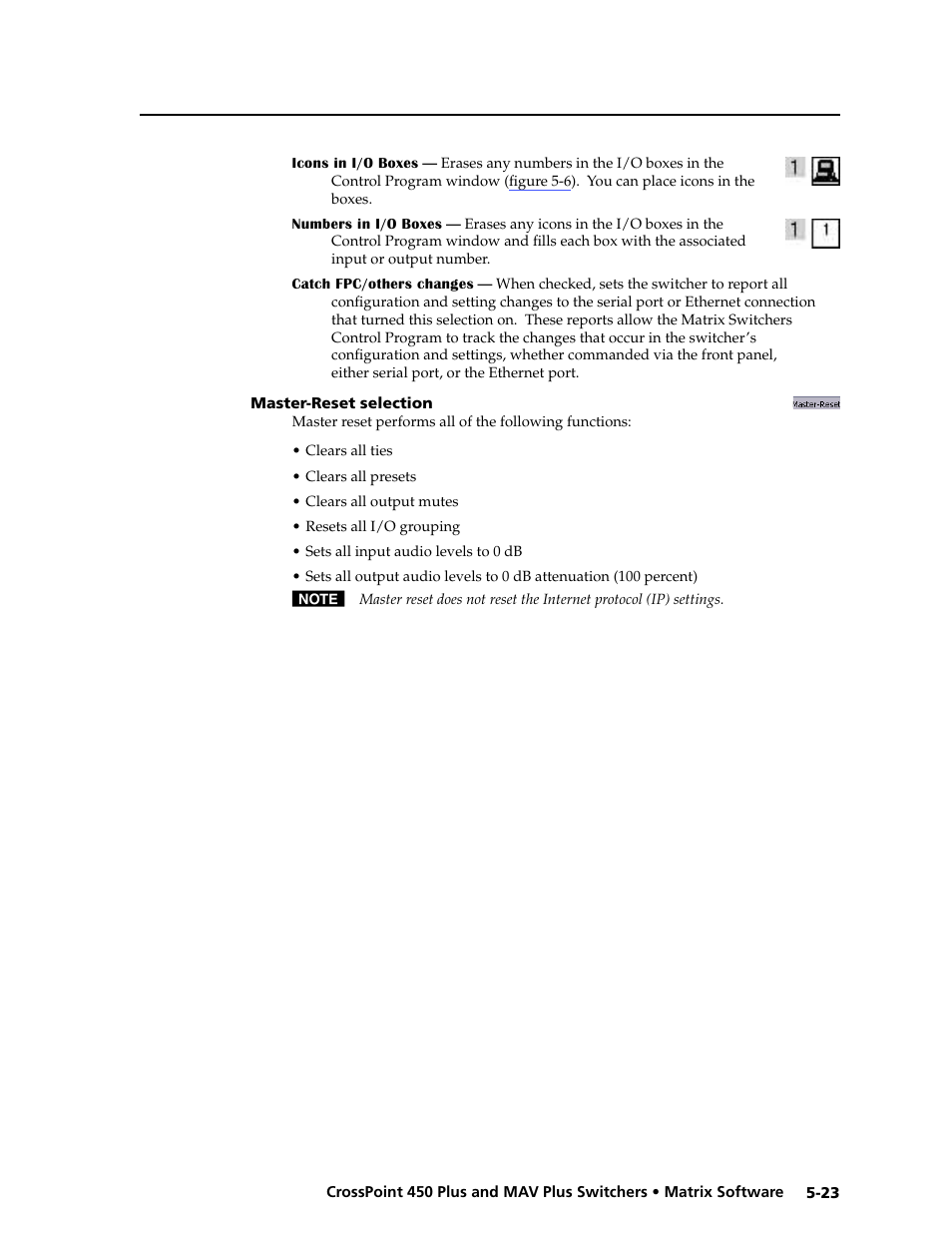 Master-reset selection, Master-reset.selection -23 | Extron Electronics MAV Plus series Large Scale User Guide User Manual | Page 135 / 186