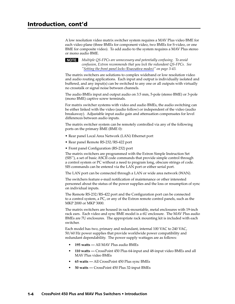 Introduction, cont’d | Extron Electronics MAV Plus series Large Scale User Guide User Manual | Page 14 / 186