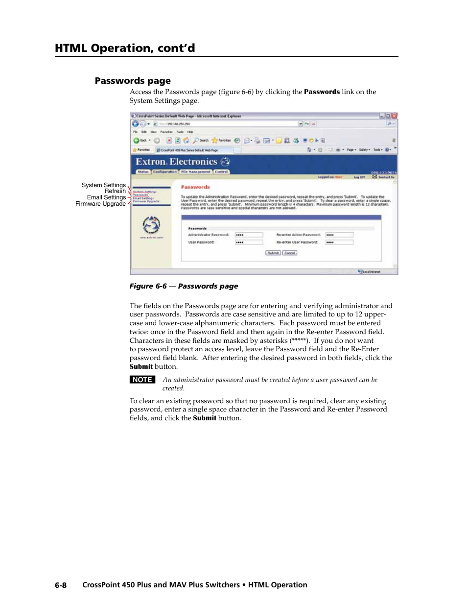 Html operation, cont’d | Extron Electronics MAV Plus series Large Scale User Guide User Manual | Page 146 / 186