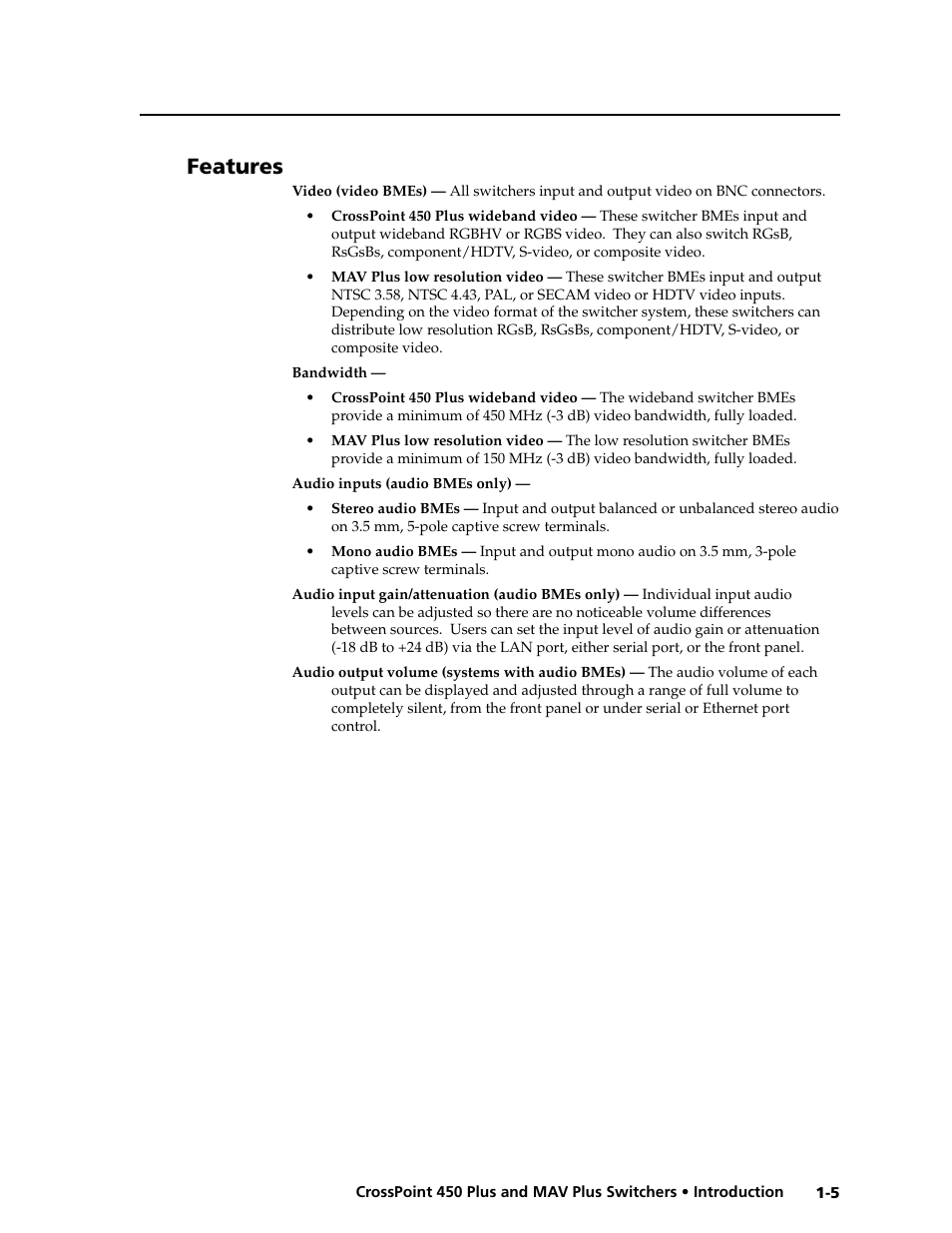 Features | Extron Electronics MAV Plus series Large Scale User Guide User Manual | Page 15 / 186
