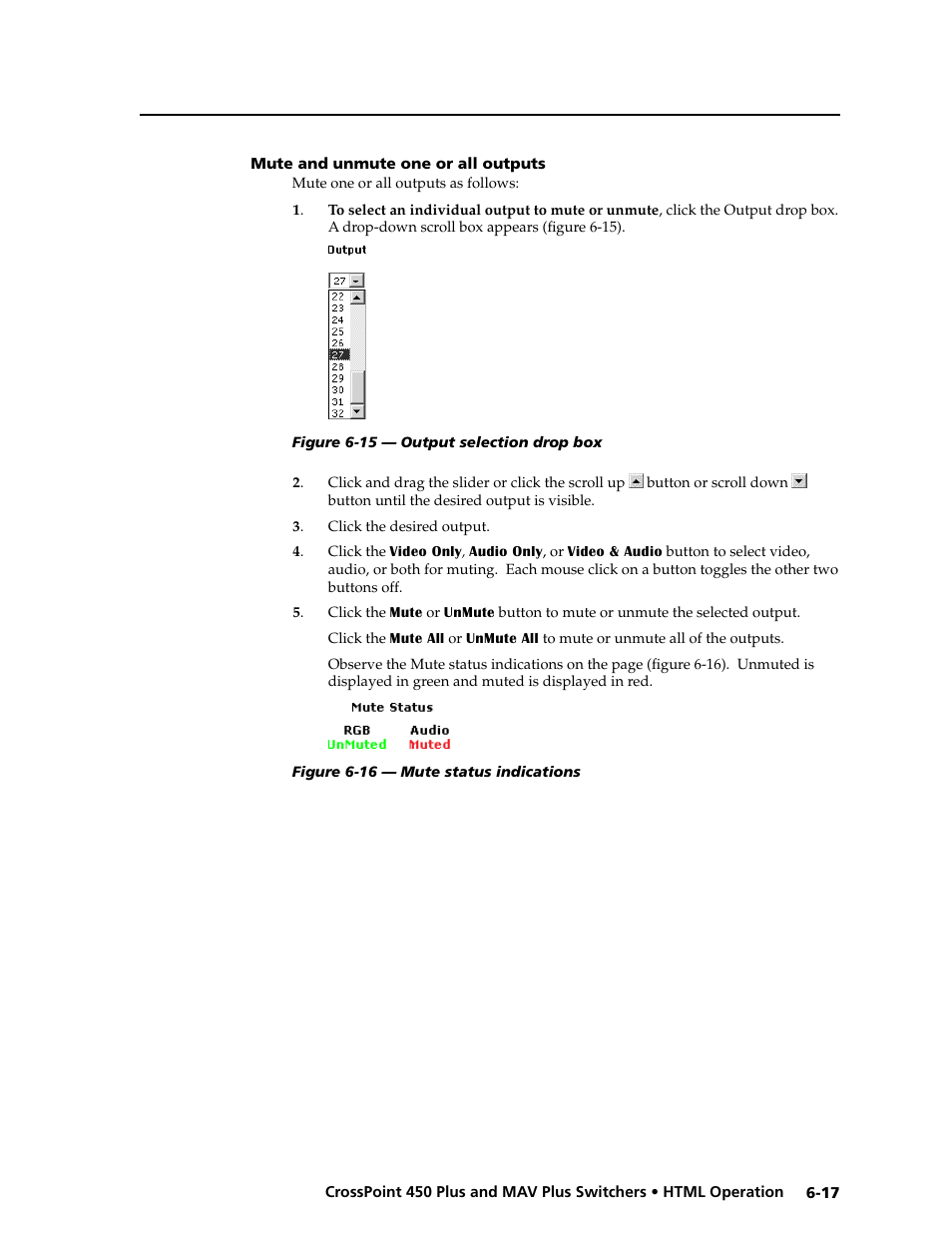 Mute and unmute one or all outputs, Mute.and.unmute.one.or.all.outputs -17 | Extron Electronics MAV Plus series Large Scale User Guide User Manual | Page 155 / 186
