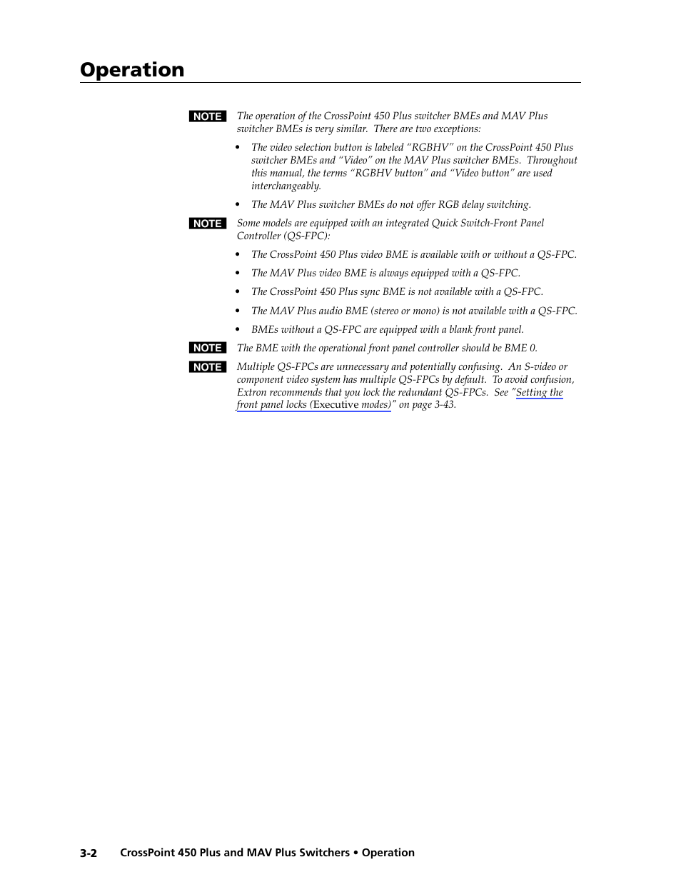 Operation | Extron Electronics MAV Plus series Large Scale User Guide User Manual | Page 34 / 186