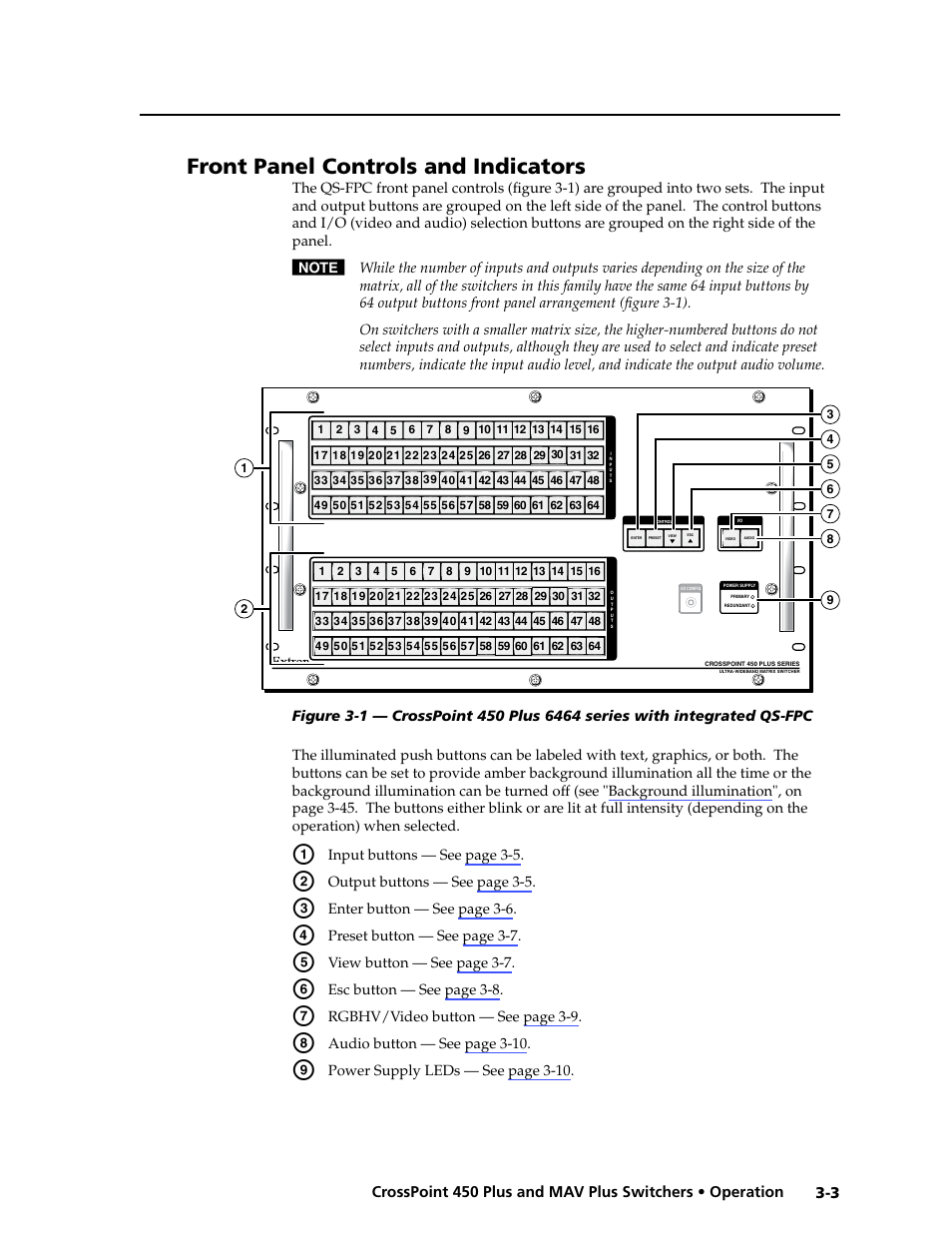 Front panel controls and indicators | Extron Electronics MAV Plus series Large Scale User Guide User Manual | Page 35 / 186