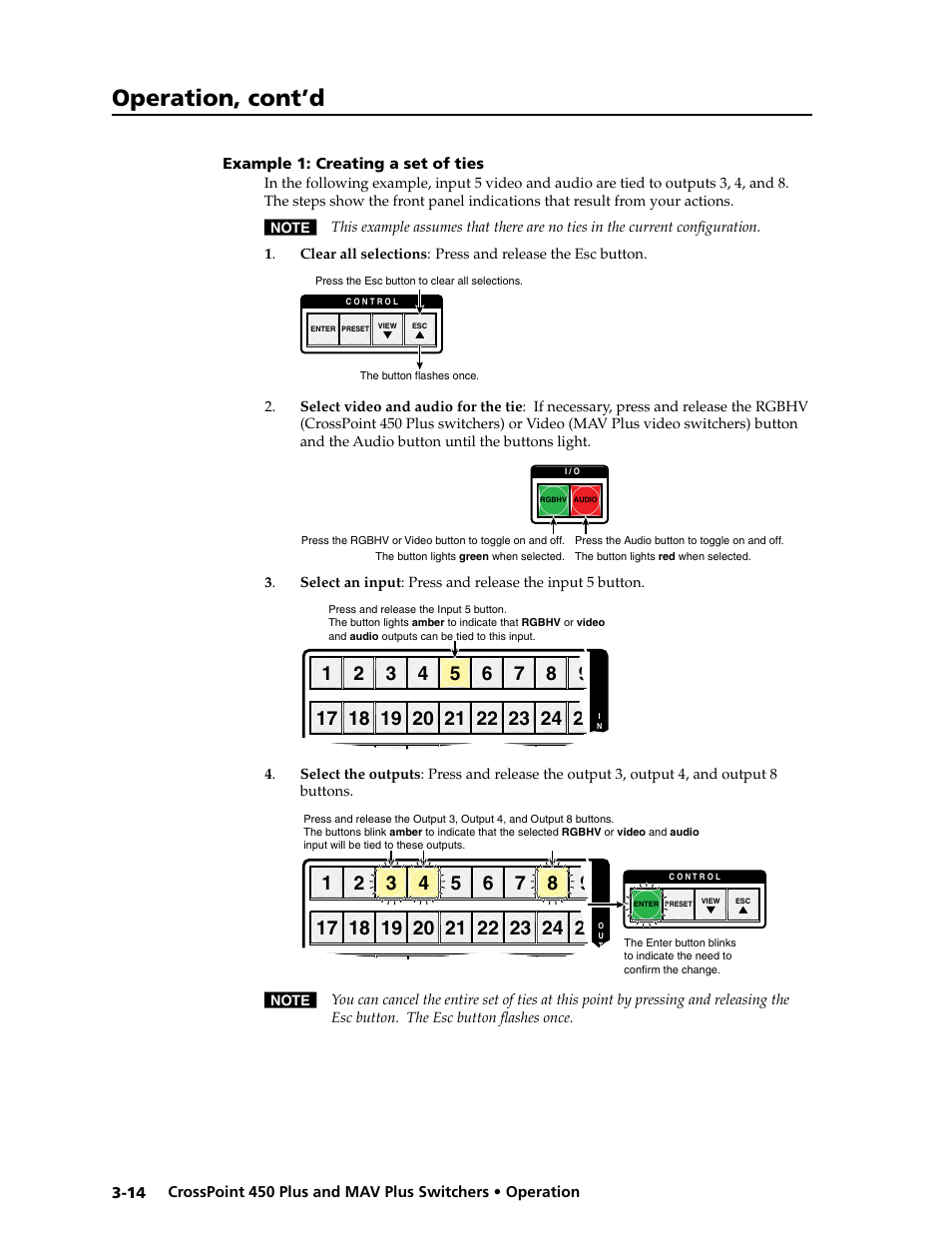 Example 1: creating a set of ties, Example.1:.creating.a.set.of.ties -14, Creating ties, sets of ties, and configurations | Operation, cont’d | Extron Electronics MAV Plus series Large Scale User Guide User Manual | Page 46 / 186