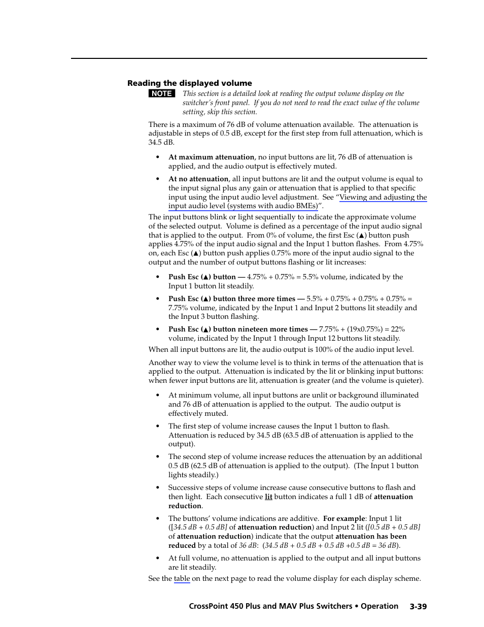 Reading the displayed volume, Reading.the.displayed.volume -39 | Extron Electronics MAV Plus series Large Scale User Guide User Manual | Page 71 / 186