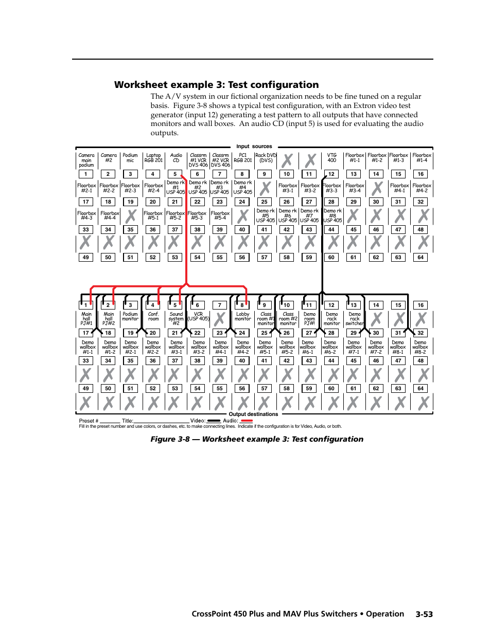 Worksheet example 3: test configuration, Worksheet.example.3:.test.configuration -53 | Extron Electronics MAV Plus series Large Scale User Guide User Manual | Page 85 / 186