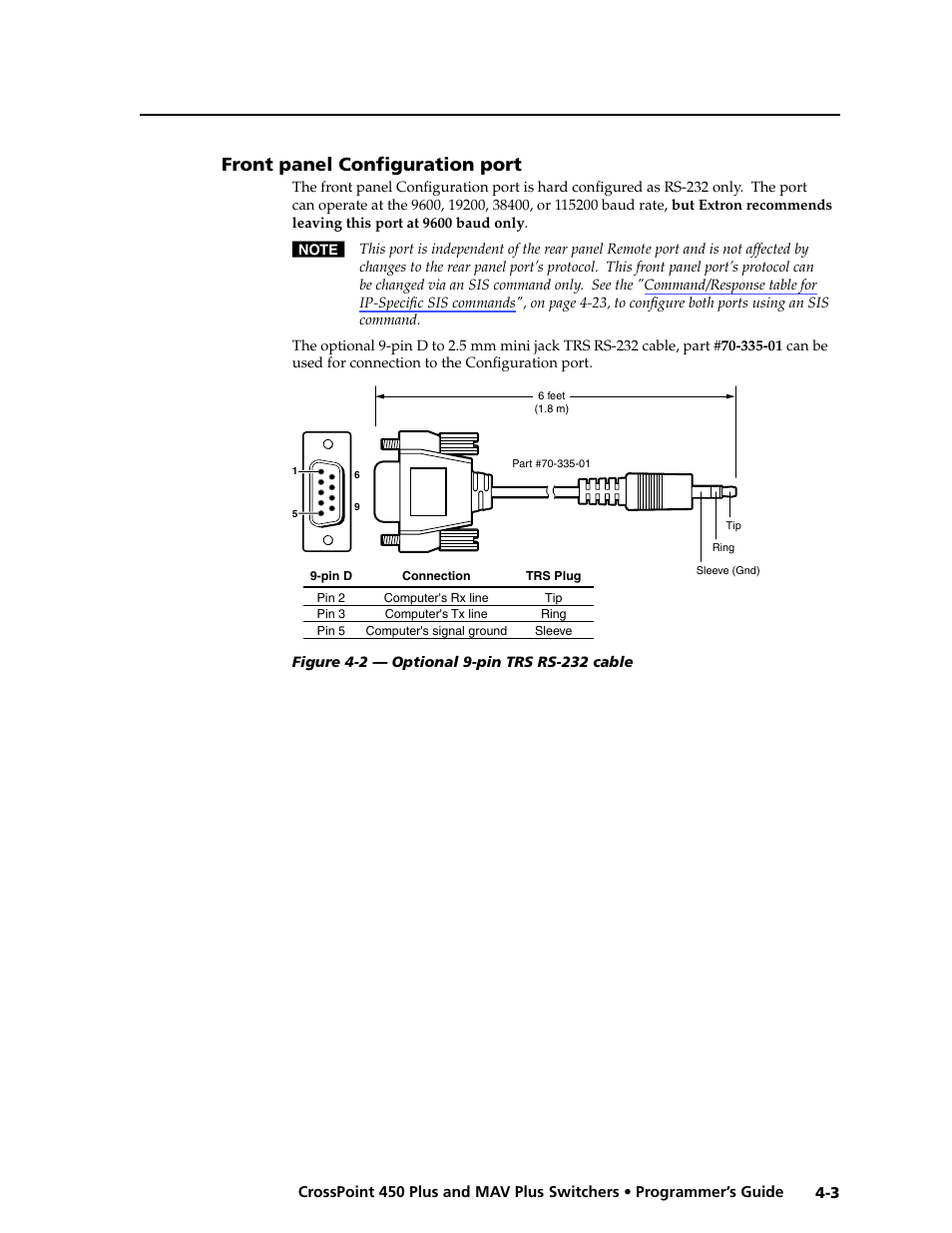 Front panel configuration port, Front.panel.configuration.port -3 | Extron Electronics MAV Plus series Large Scale User Guide User Manual | Page 91 / 186