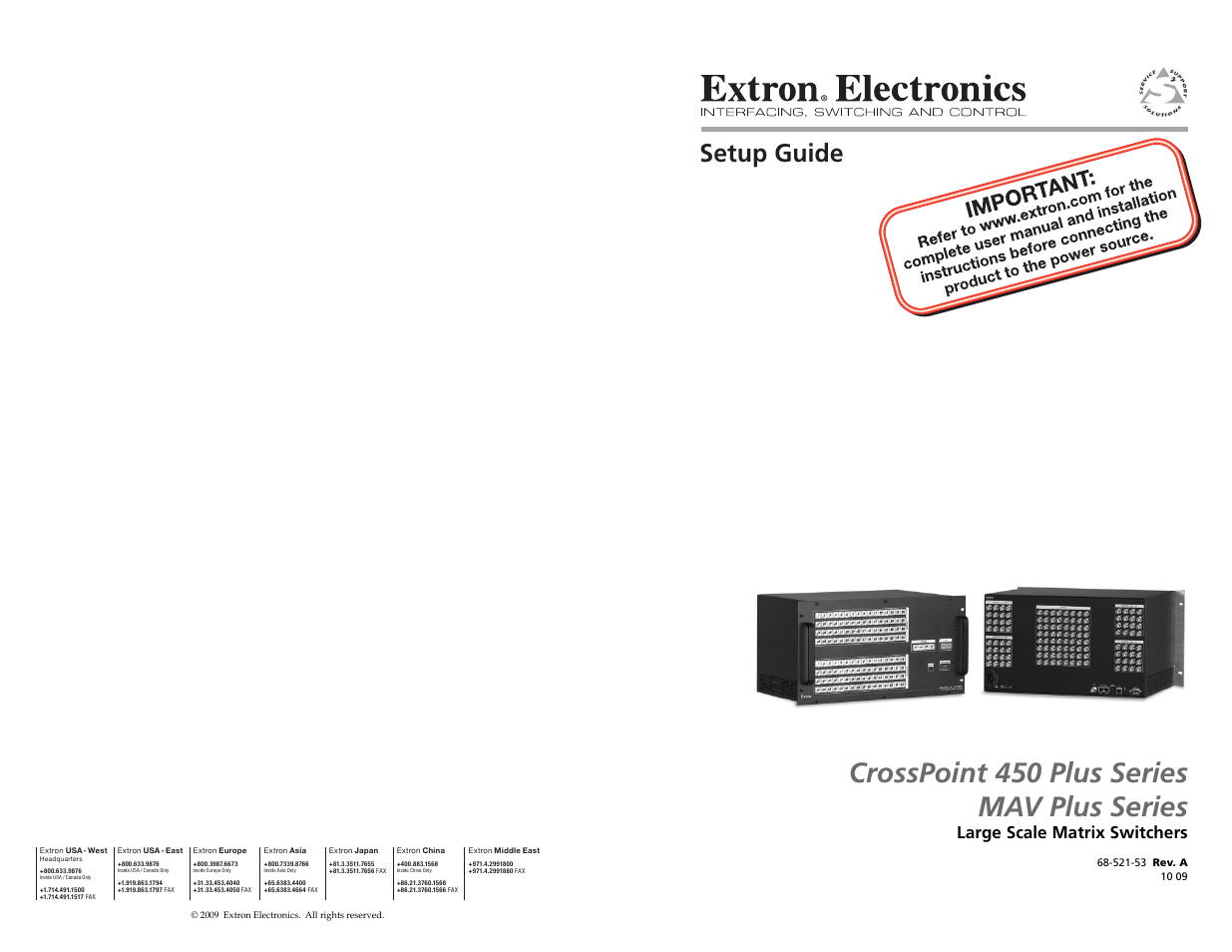 Extron Electronics MAV Plus series Large Scale Setup Guide User Manual | 21 pages