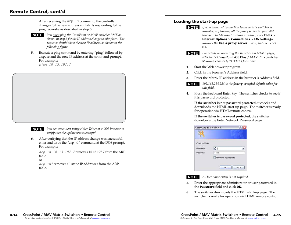 Remote control, cont’d | Extron Electronics MAV Plus series Large Scale Setup Guide User Manual | Page 20 / 21