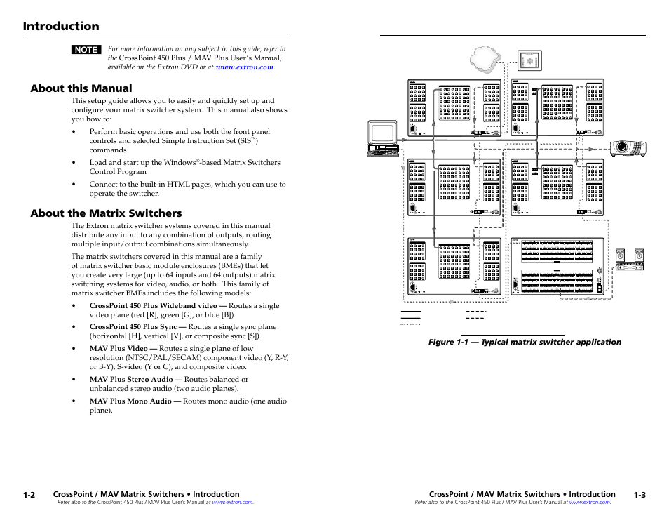 About this manual, About the matrix switchers | Extron Electronics MAV Plus series Large Scale Setup Guide User Manual | Page 6 / 21