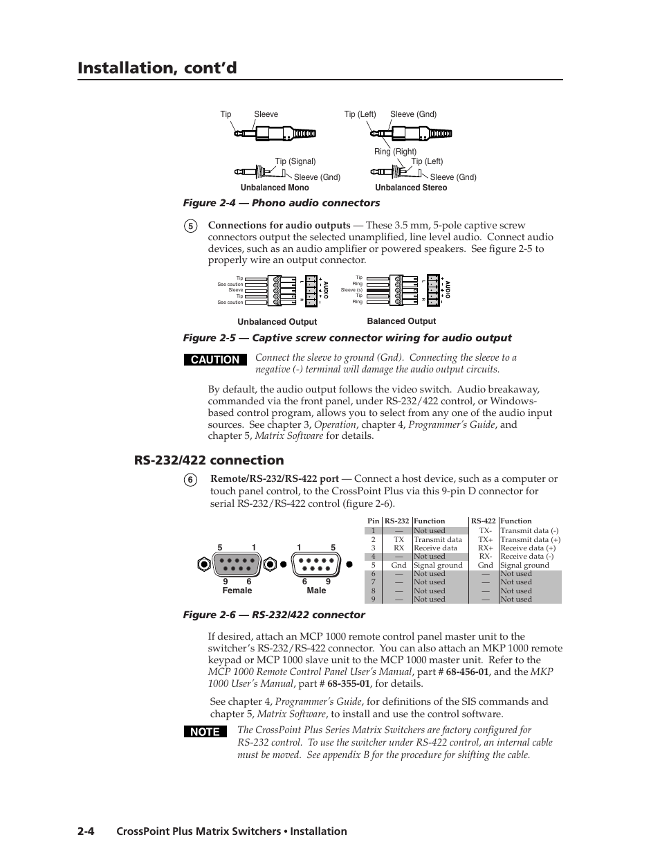 Installation, cont’d | Extron Electronics CrossPoint Plus Matrix Switchers 84, 88, 124, 128, 168, 1616 HV and HVA User Manual | Page 16 / 72