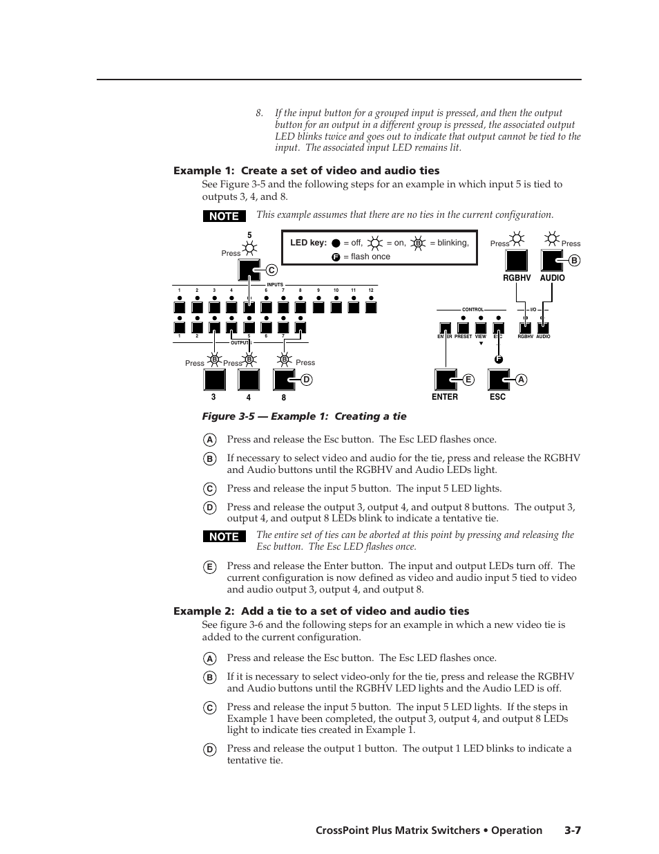 7 crosspoint plus matrix switchers • operation, Example 1: create a set of video and audio ties, Figure 3-5 — example 1: creating a tie | Extron Electronics CrossPoint Plus Matrix Switchers 84, 88, 124, 128, 168, 1616 HV and HVA User Manual | Page 27 / 72