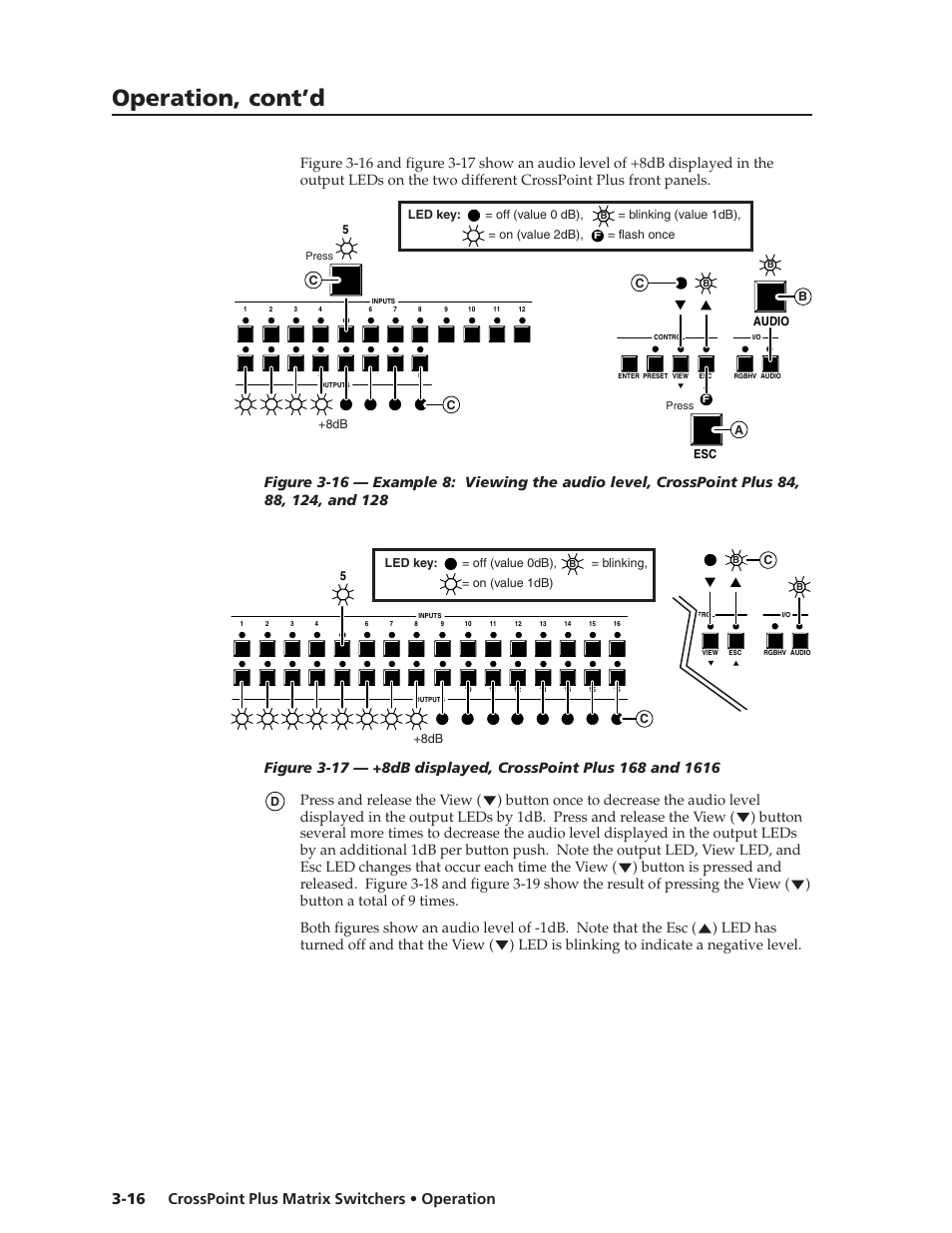 Operation, cont’d, Crosspoint plus matrix switchers • operation 3-16 | Extron Electronics CrossPoint Plus Matrix Switchers 84, 88, 124, 128, 168, 1616 HV and HVA User Manual | Page 36 / 72