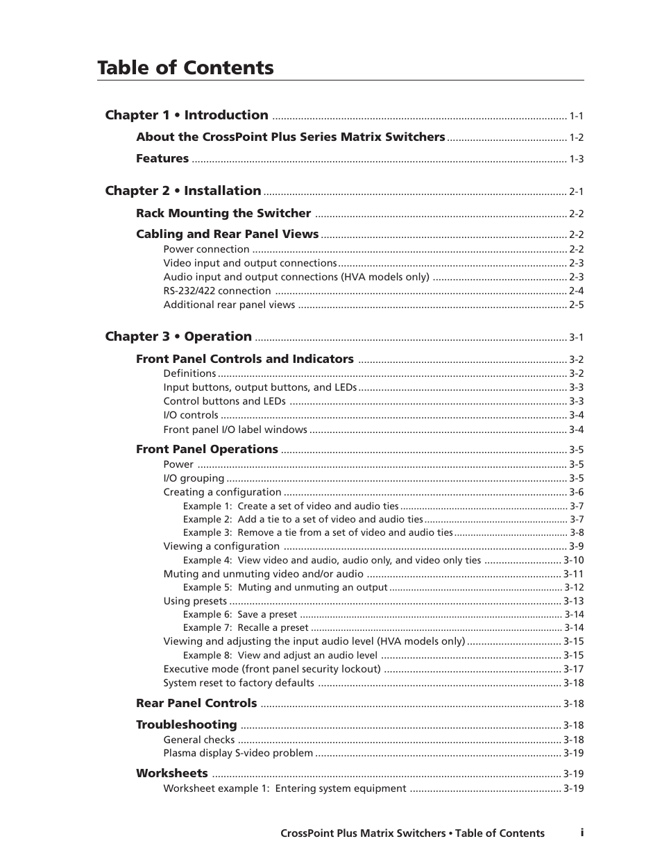 Extron Electronics CrossPoint Plus Matrix Switchers 84, 88, 124, 128, 168, 1616 HV and HVA User Manual | Page 5 / 72