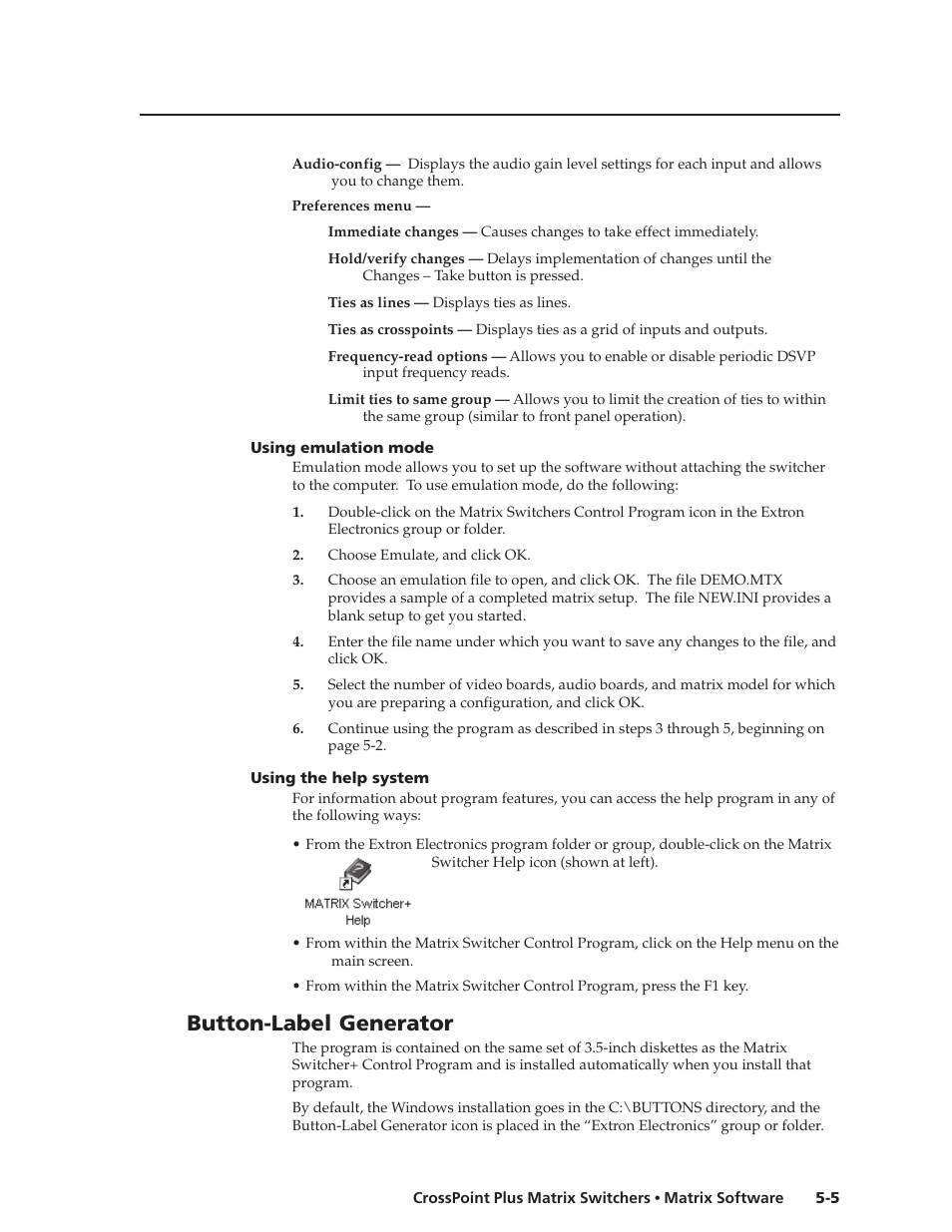 Button-label generator | Extron Electronics CrossPoint Plus Matrix Switchers 84, 88, 124, 128, 168, 1616 HV and HVA User Manual | Page 55 / 72