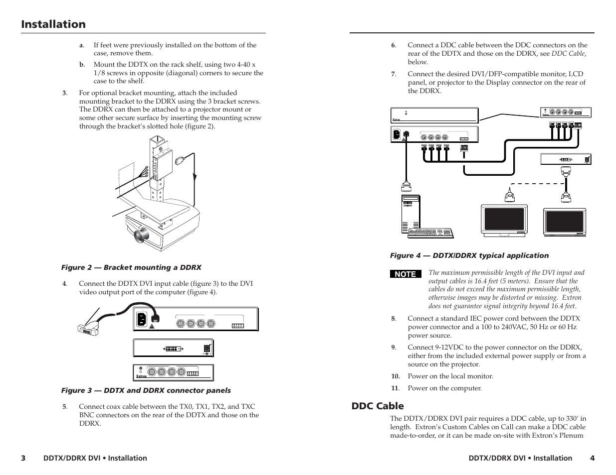 Installation, Ddc cable, Direct digital transmitter | Extron Electronics DDTX_DDRX DVI User Manual | Page 2 / 4