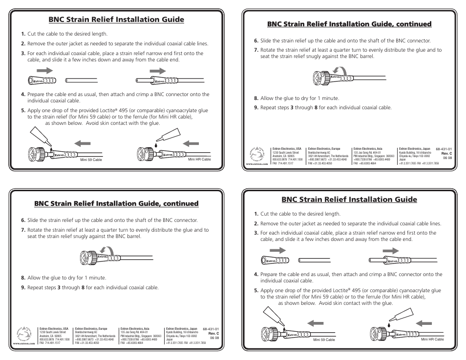 Extron Electronics BNC Strain Relief User Manual | 1 page