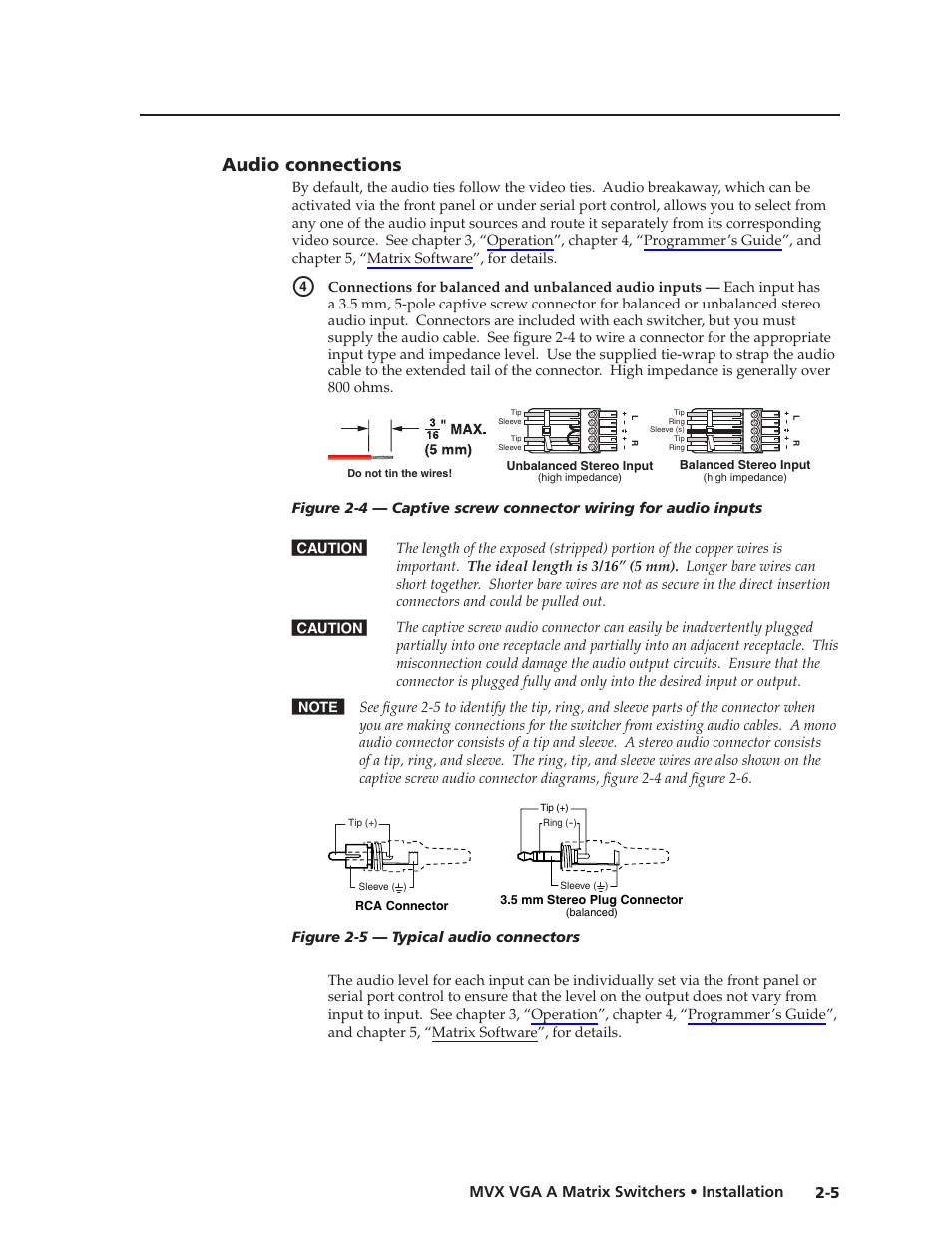 Audio connections, Audio.connections -5, Preliminar y | Extron Electronics MVX VGA A User Guide User Manual | Page 20 / 107