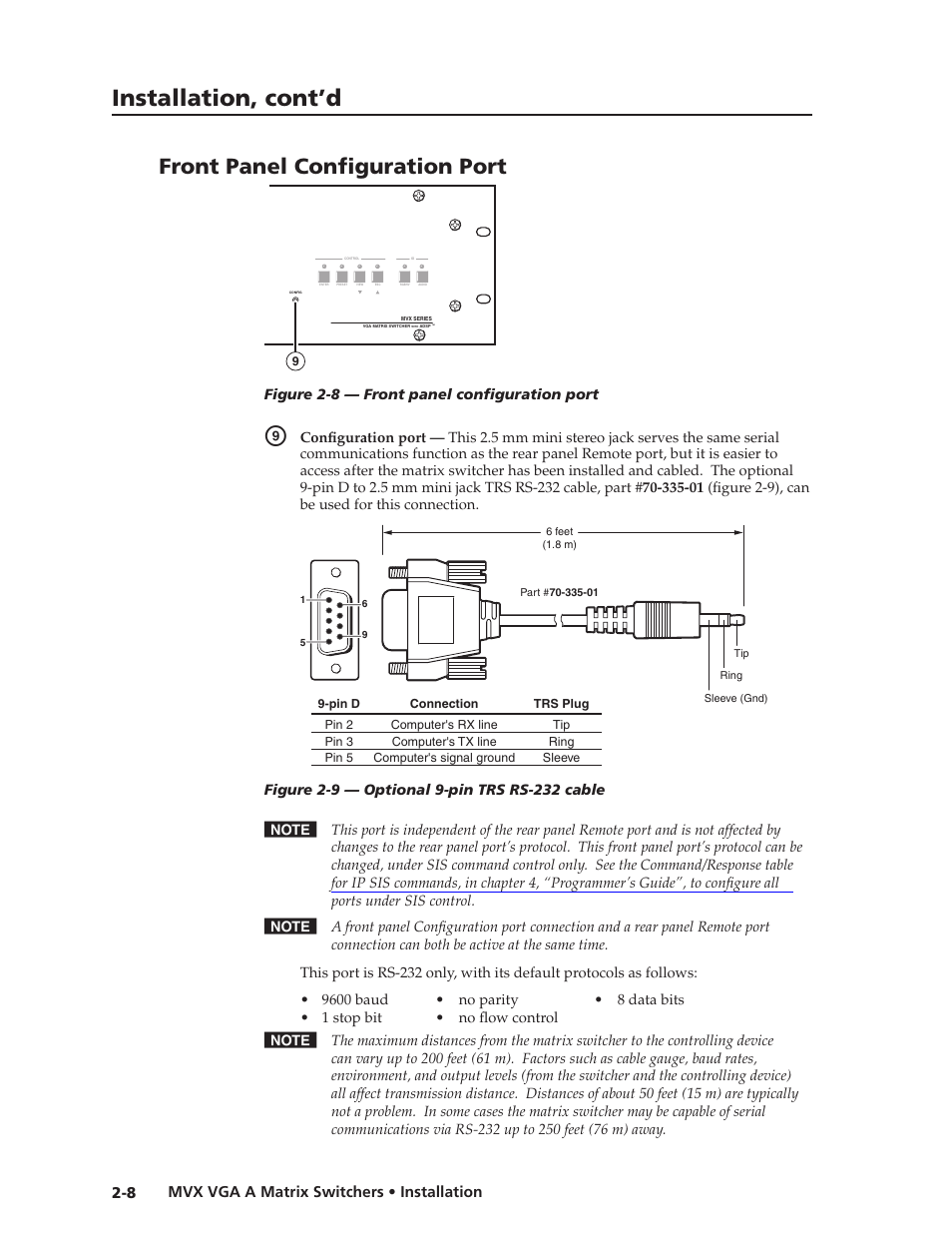 Front panel configuration port, Preliminar y, Installation, cont’d | Extron Electronics MVX VGA A User Guide User Manual | Page 23 / 107