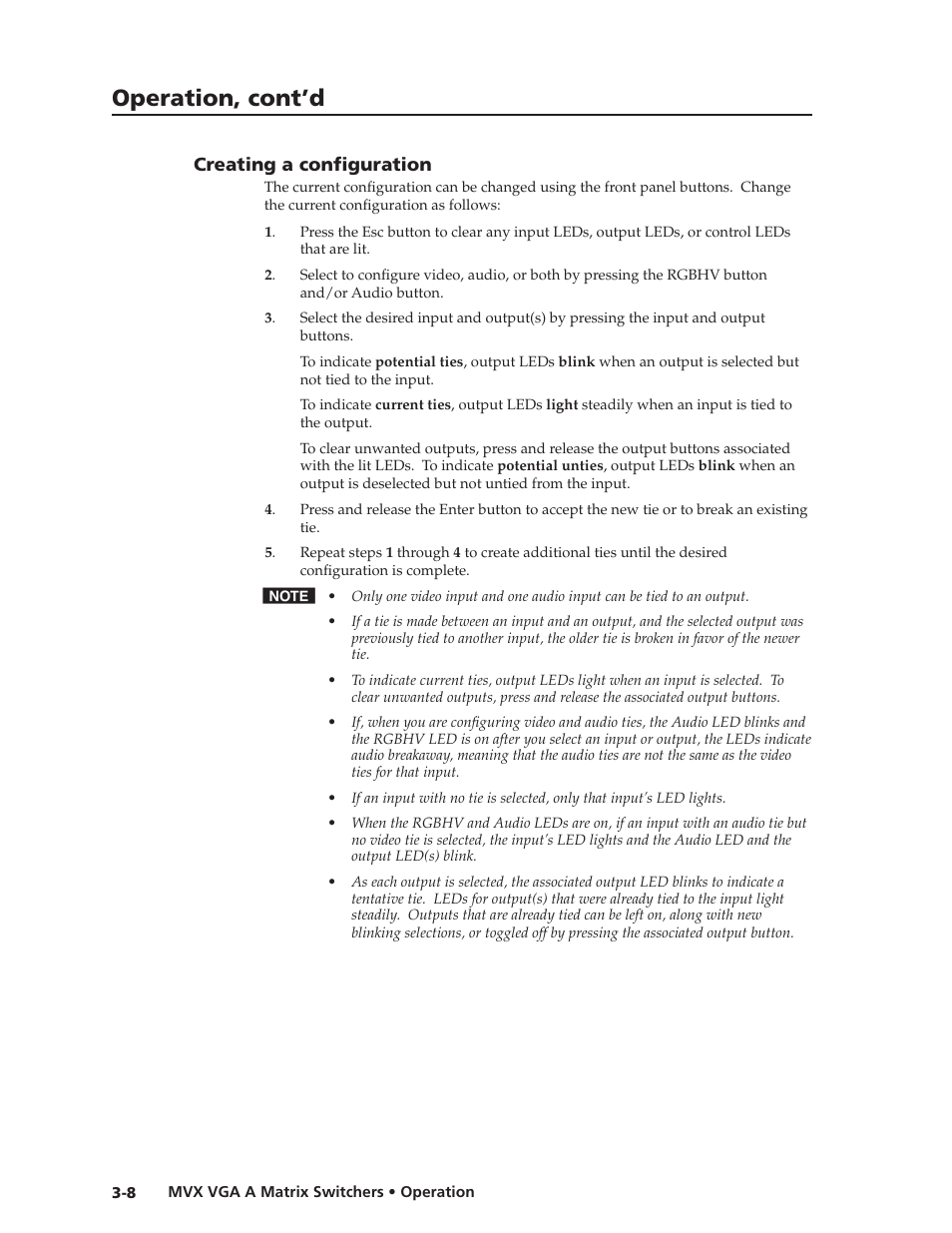 Creating a configuration, Creating.a.configuration -8, Preliminar y | Operation, cont’d | Extron Electronics MVX VGA A User Guide User Manual | Page 31 / 107