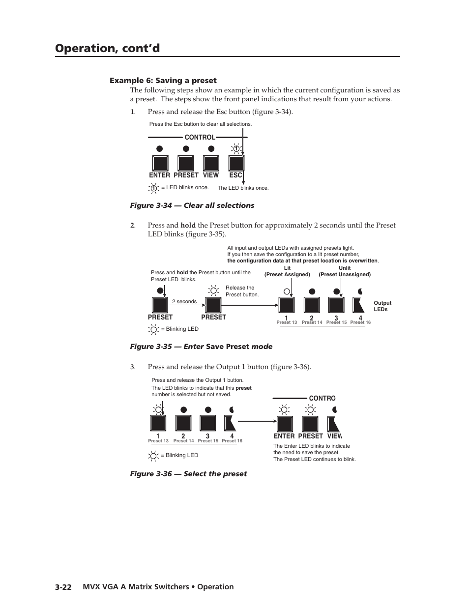 Example 6: saving a preset, Example.6:.saving.a.preset -22, Preliminar y | Operation, cont’d | Extron Electronics MVX VGA A User Guide User Manual | Page 45 / 107