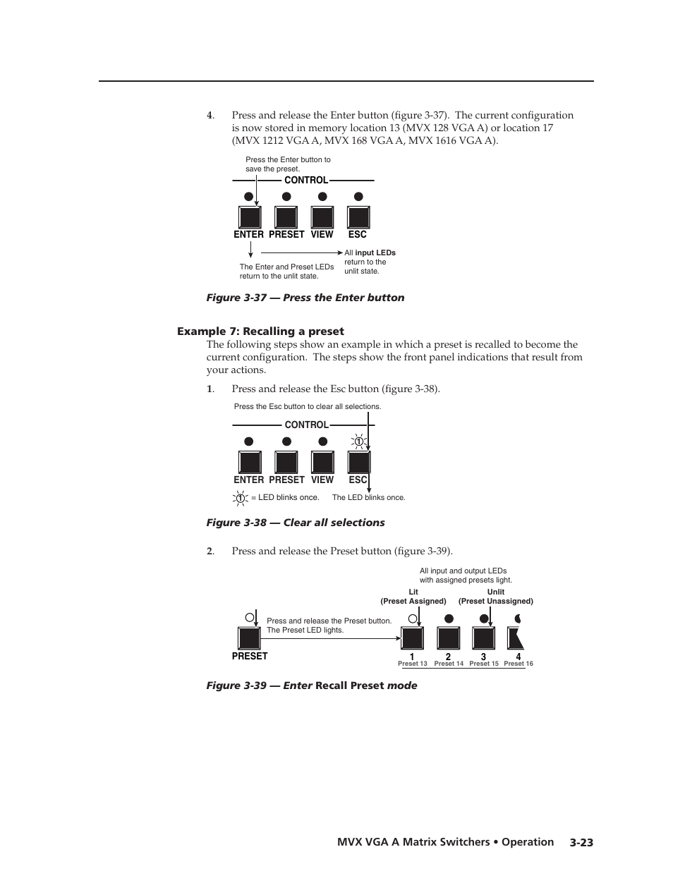 Example 7: recalling a preset, Example.7:.recalling.a.preset -23, Preliminar y | Extron Electronics MVX VGA A User Guide User Manual | Page 46 / 107