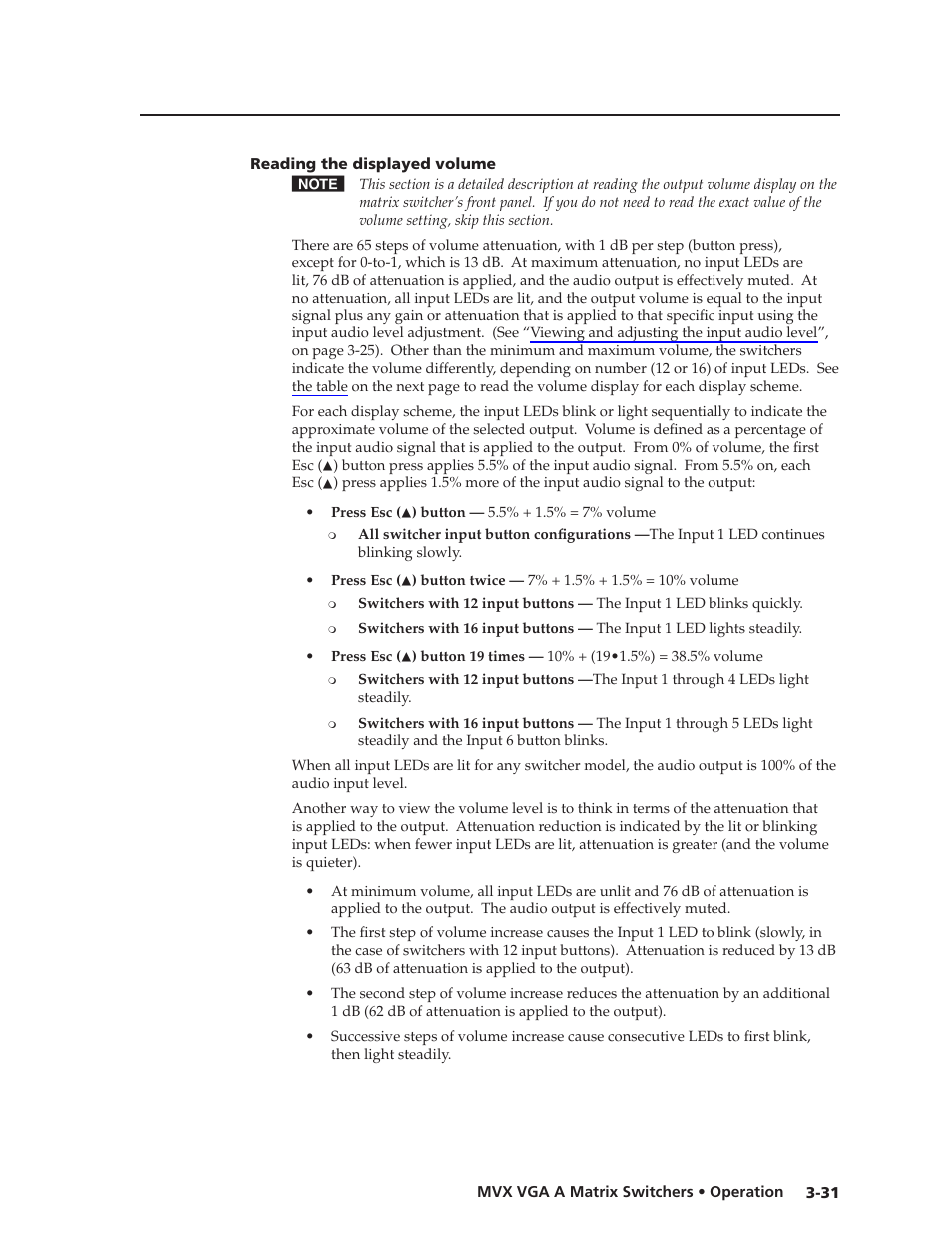 Reading the displayed volume, Reading.the.displayed.volume -31, Preliminar y | Extron Electronics MVX VGA A User Guide User Manual | Page 54 / 107