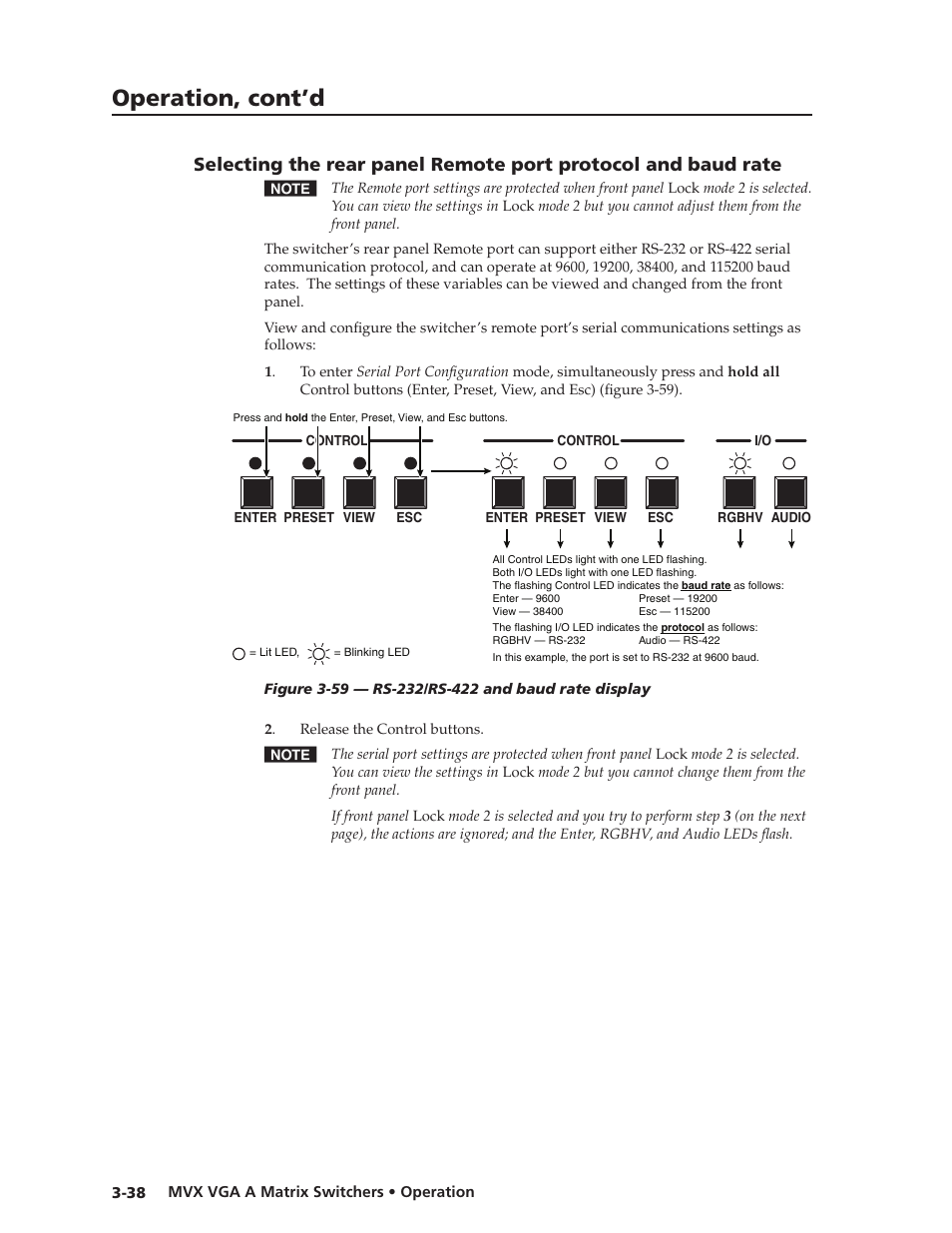 Configuration, Preliminar y, Operation, cont’d | Extron Electronics MVX VGA A User Guide User Manual | Page 61 / 107