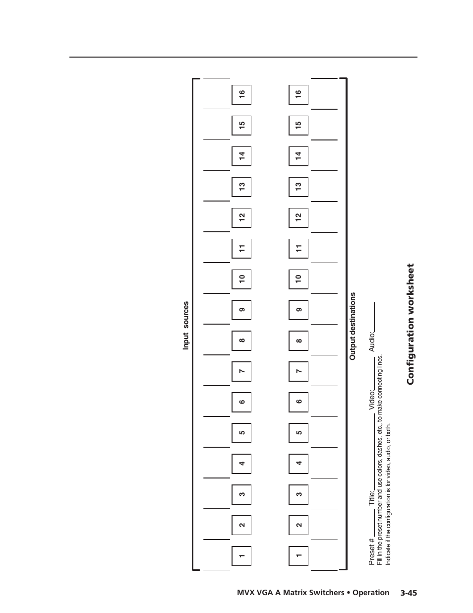 Configuration worksheet, Configuration.worksheet -45, Preliminar y | Extron Electronics MVX VGA A User Guide User Manual | Page 68 / 107
