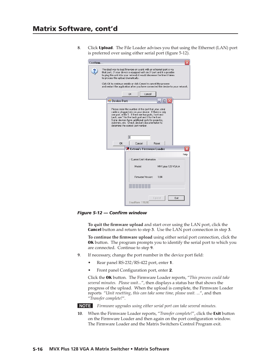 Preliminar y, Matrix software, cont’d | Extron Electronics MVX Plus 128 VGA A User Guide User Manual | Page 114 / 162