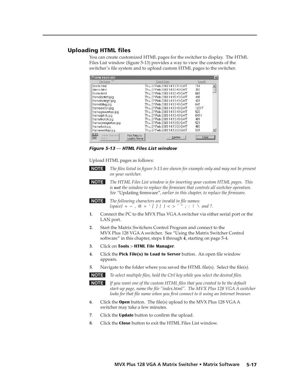 Uploading html files, Uploading.html.files, Windows.buttons,.drop.boxes,.and.trashcan | Preliminar y | Extron Electronics MVX Plus 128 VGA A User Guide User Manual | Page 115 / 162