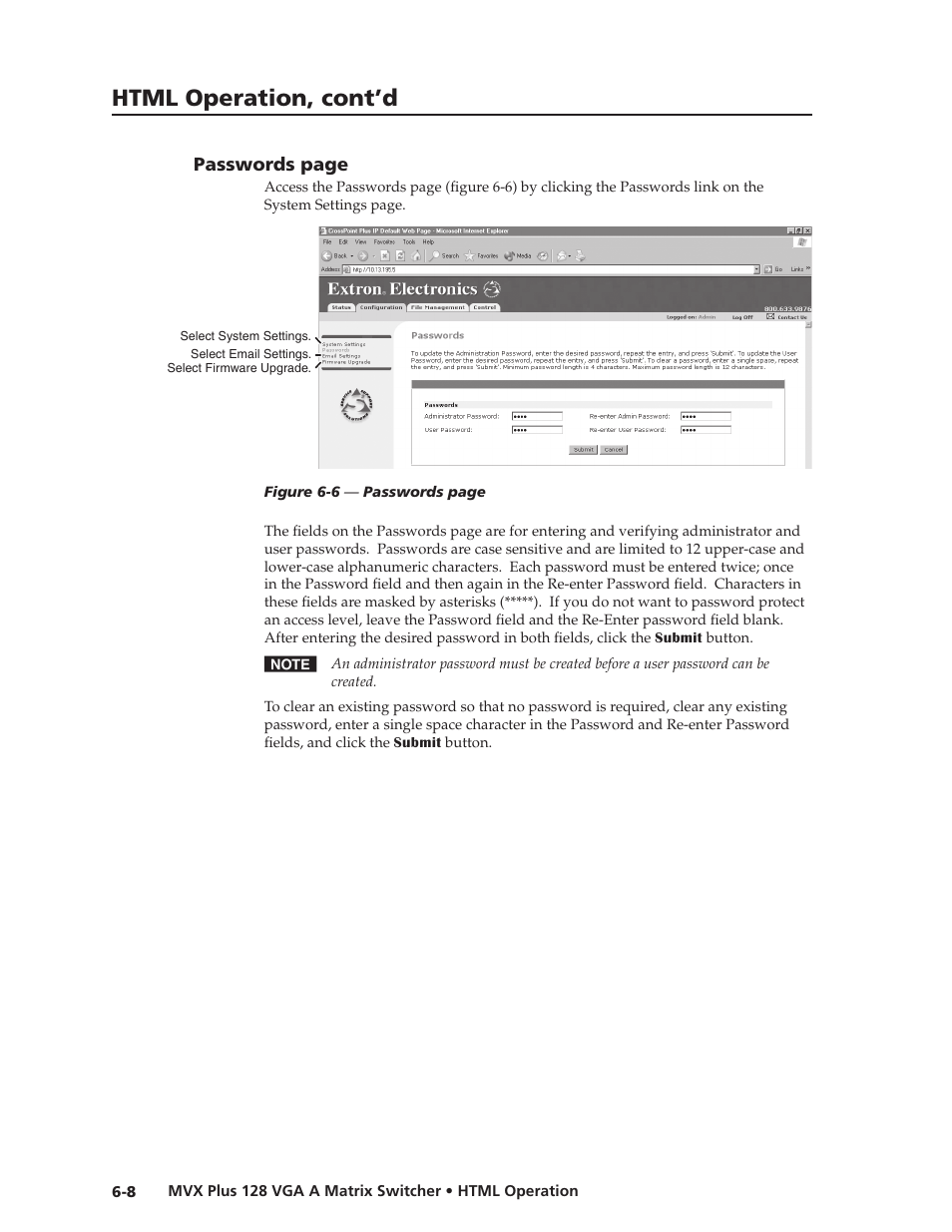 Preliminar y, Html operation, cont’d | Extron Electronics MVX Plus 128 VGA A User Guide User Manual | Page 130 / 162