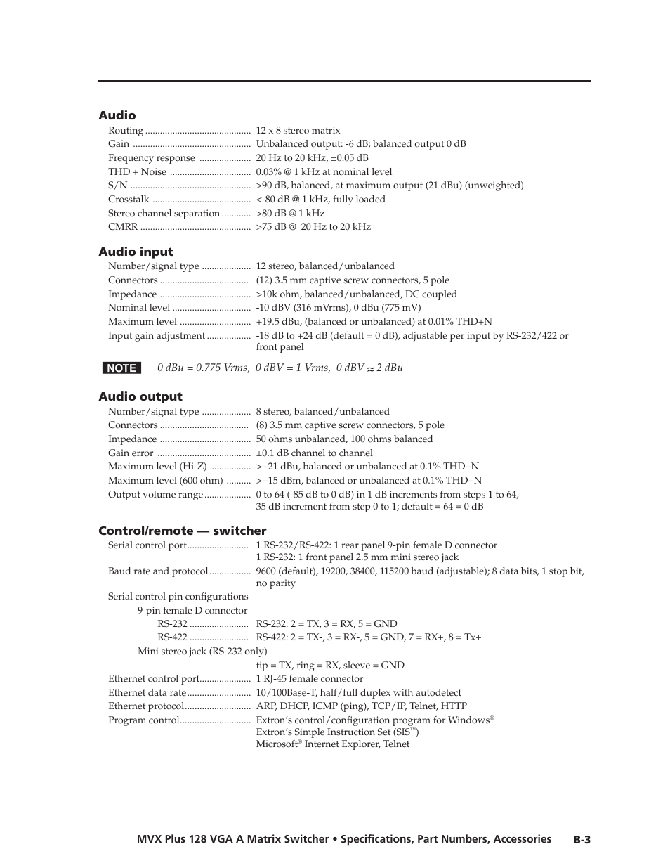 Preliminar y | Extron Electronics MVX Plus 128 VGA A User Guide User Manual | Page 153 / 162