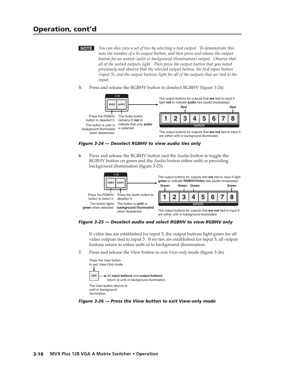 Preliminar y, Operation, cont’d | Extron Electronics MVX Plus 128 VGA A User Guide User Manual | Page 44 / 162