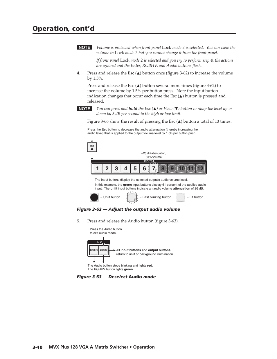 Preliminar y, Operation, cont’d | Extron Electronics MVX Plus 128 VGA A User Guide User Manual | Page 66 / 162