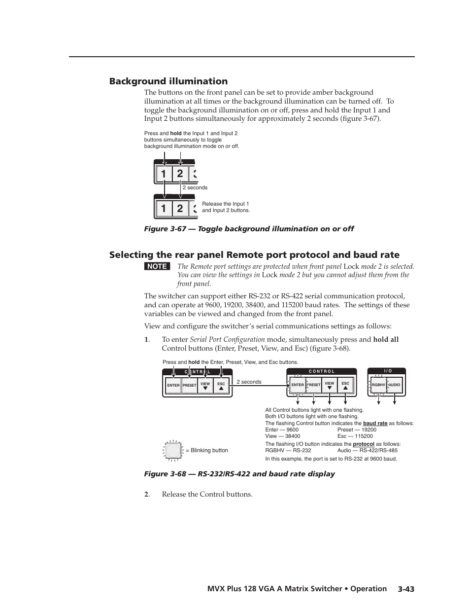 Background illumination, Background.illumination, Preliminar y | Extron Electronics MVX Plus 128 VGA A User Guide User Manual | Page 69 / 162