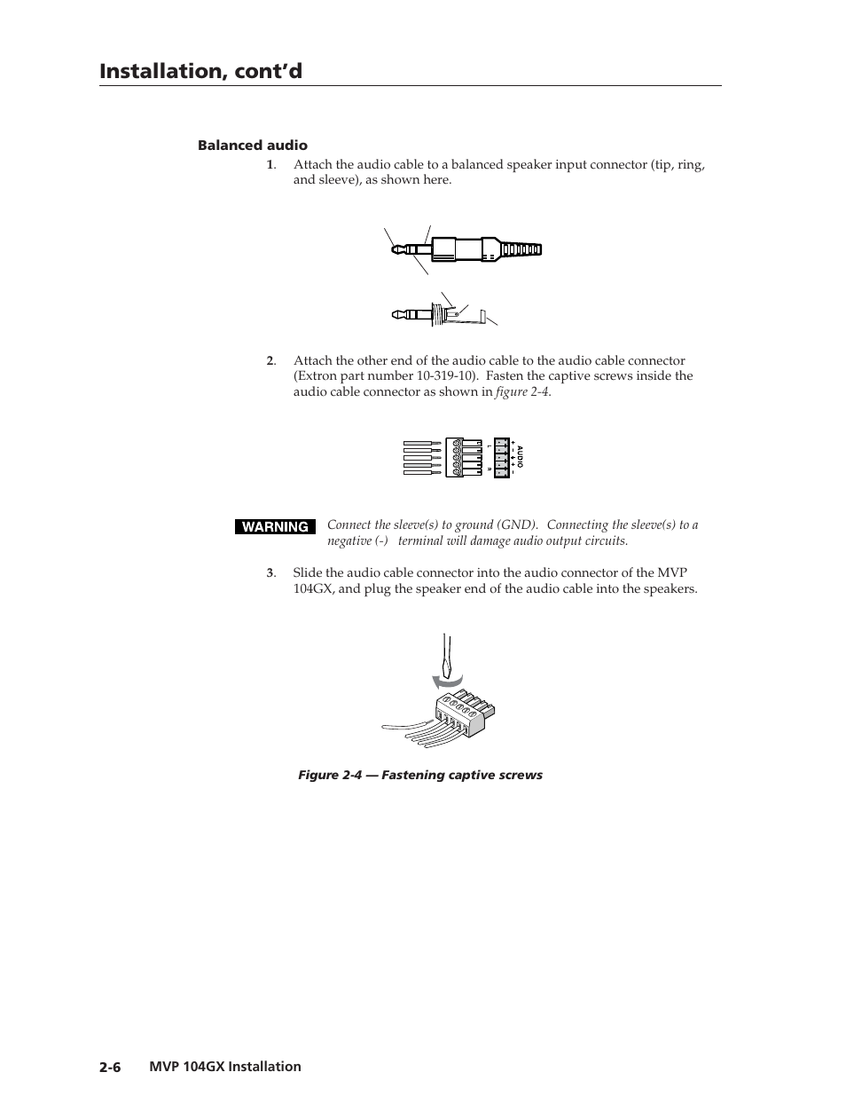 Installation, cont’d | Extron Electronics MVP 104GX User Guide User Manual | Page 14 / 54