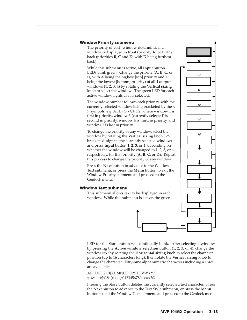 Window priority submenu, Window text submenu | Extron Electronics MVP 104GX User Guide User Manual | Page 31 / 54