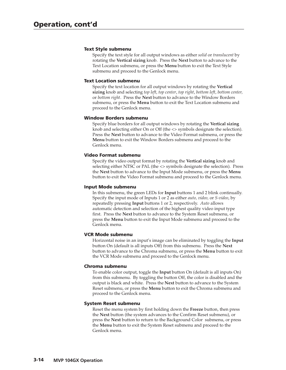 Operation, cont’d | Extron Electronics MVP 104GX User Guide User Manual | Page 32 / 54