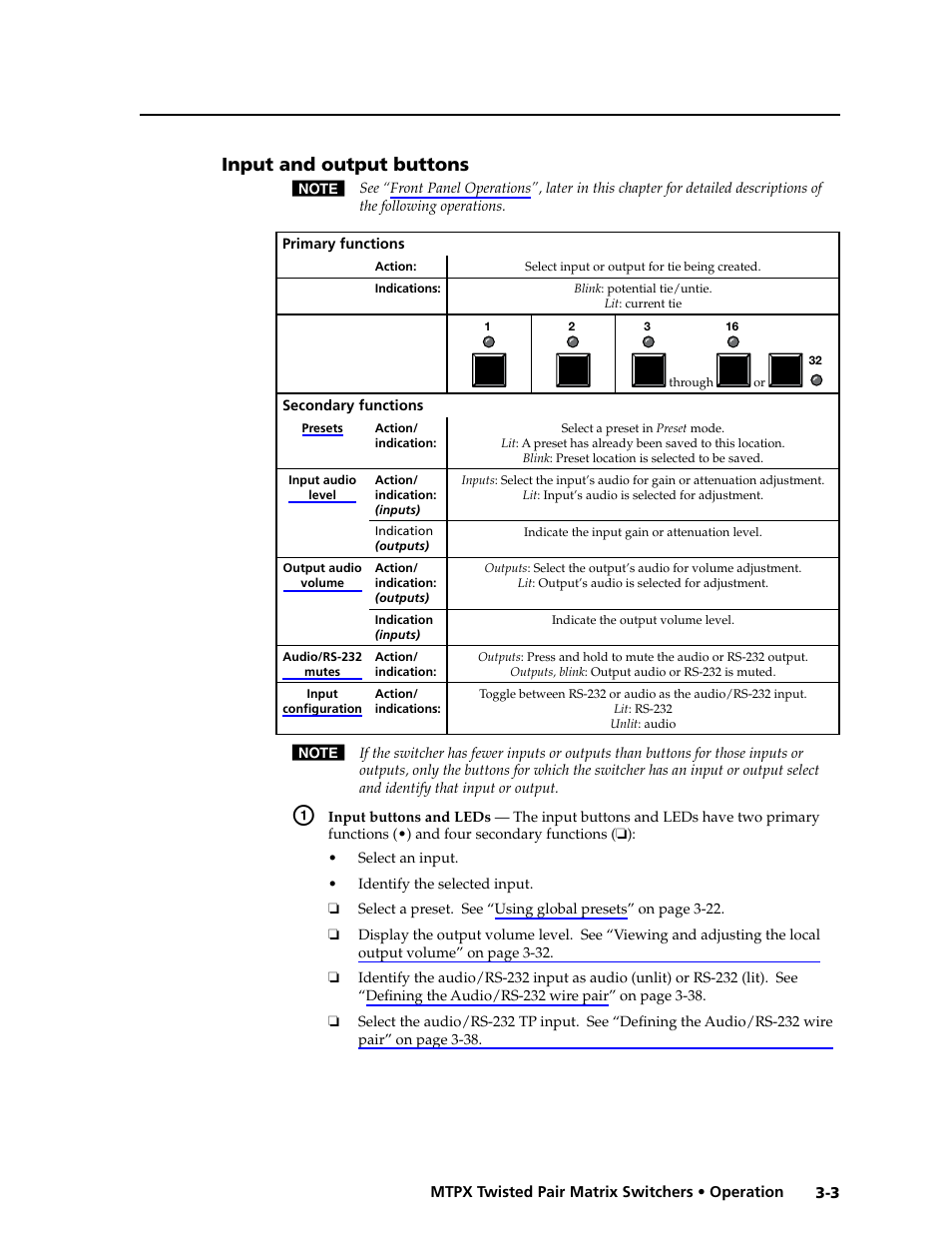Input and output buttons, Input and output buttons -3, Preliminar y | Extron Electronics MTPX Series User Guide User Manual | Page 29 / 124