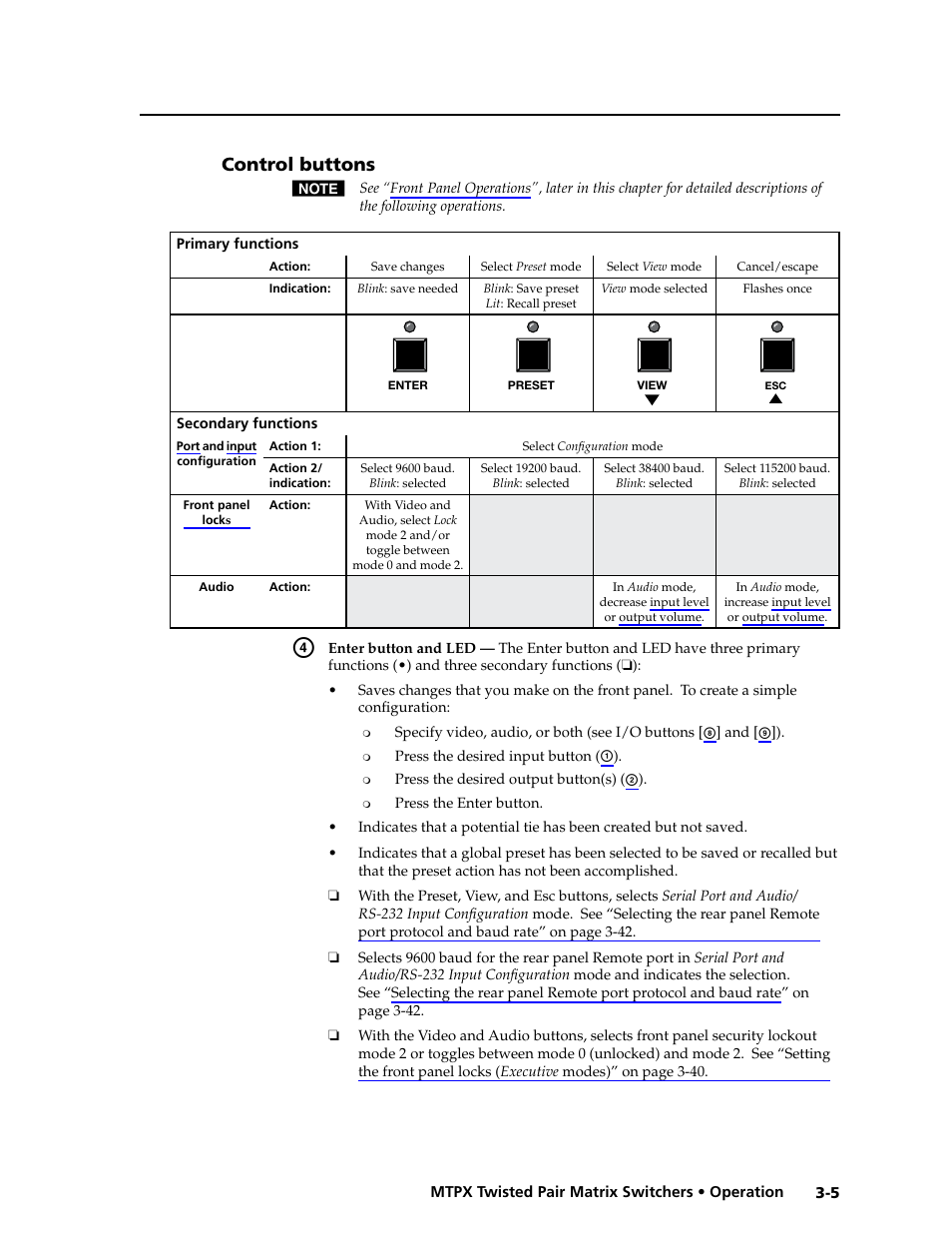 Control buttons, Control buttons -5, Preliminar y | Extron Electronics MTPX Series User Guide User Manual | Page 31 / 124